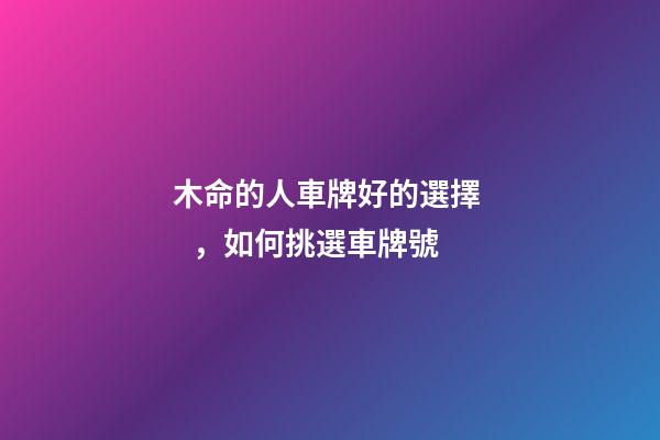 木命的人車牌好的選擇，如何挑選車牌號